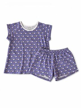 Lila‎ & Hayes Girls 8 Short Set Purple Campfire Print Pima Cotton